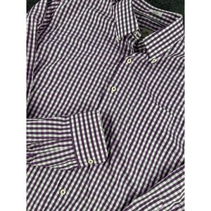 Peter Millar Weekender Finish Purple Gingham Shirt Mens L